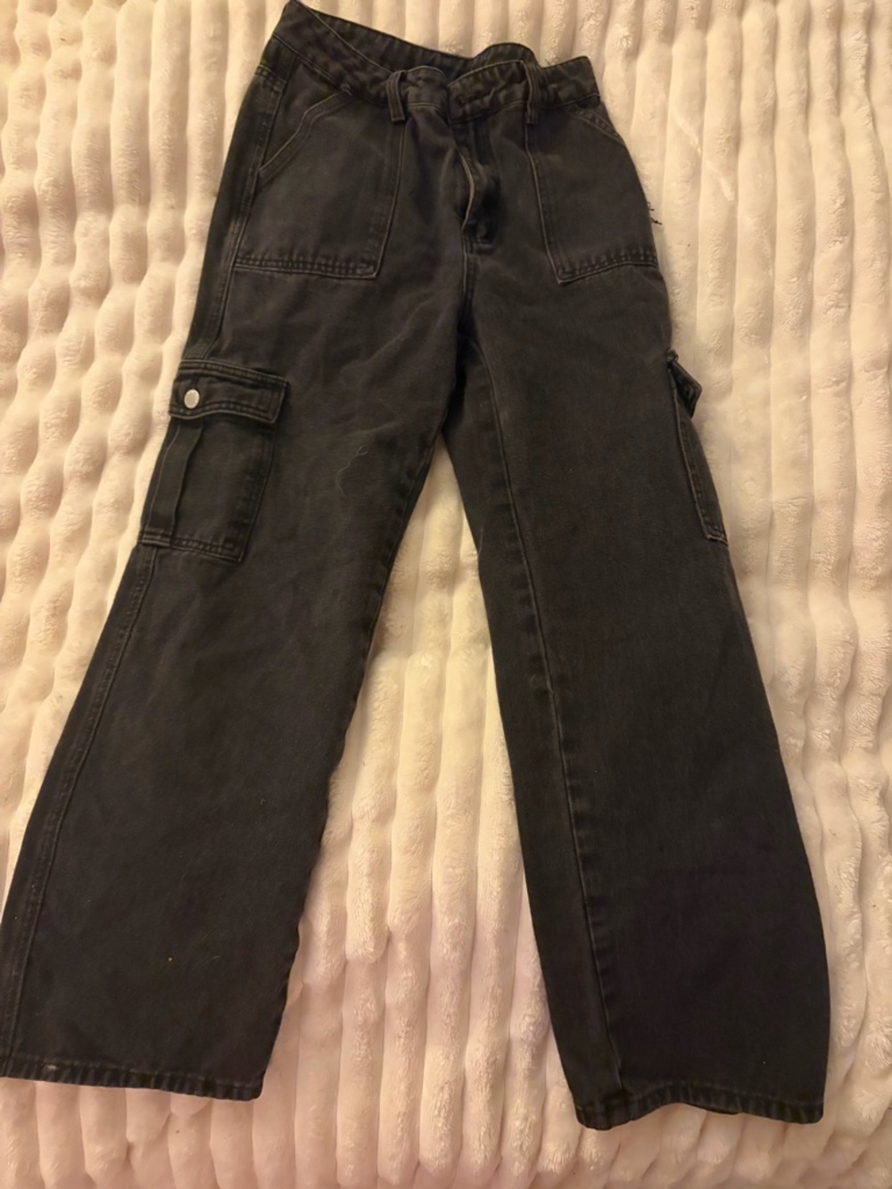 Men's Black Cargo Pants with Drawstring Waist